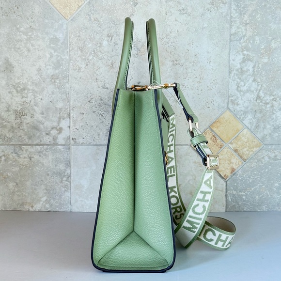 Michael Kors Mirella Medium East West Tote Satchel Shoulder Bag Light Sage - Picture 6 of 14